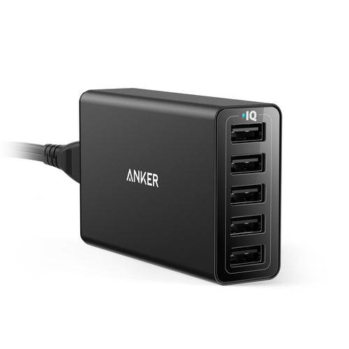 40W 5-Port USB Wall Charger, PowerPort 5 for iPhone XS/XS Max/XR/X/8/7/6/Plus, iPad Pro/ Air 2/mini, Galaxy S9/S8/Edge/Plus, Note 8/7, LG, Nexus, HTC and More