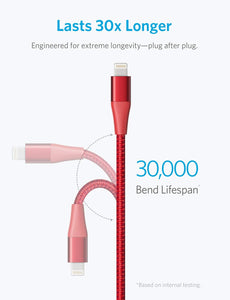 Powerline+ II Lightning Cable (6ft), MFi Certified for Flawless Compatibility with iPhone X/8/8 Plus/7/7 Plus/6/6 Plus/5/5S and More(Red)