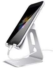 Load image into Gallery viewer, Adjustable Cell Phone Stand, Lamicall Phone Stand : [Update Version] Cradle, Dock, Holder Compatible with iPhone Xs XR 8 X 7 6 6s Plus SE 5 5s Charging, Accessories Desk, Android Smartphone - Silver