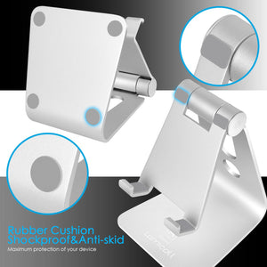 Adjustable Cell Phone Stand, Lamicall Phone Stand : [Update Version] Cradle, Dock, Holder Compatible with iPhone Xs XR 8 X 7 6 6s Plus SE 5 5s Charging, Accessories Desk, Android Smartphone - Silver
