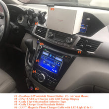 Load image into Gallery viewer, Weststone - Car Phone 6 in 1 Sets for Your Smartphone, One-Hand, One Second Operation Even in Darkness - Holder, Charger Cable, Cable Clip, USB Charger
