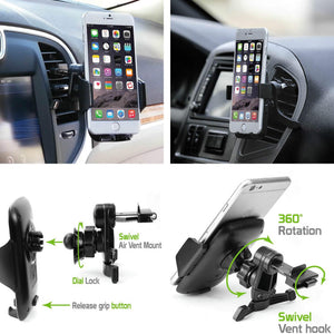 Weststone - Car Phone 6 in 1 Sets for Your Smartphone, One-Hand, One Second Operation Even in Darkness - Holder, Charger Cable, Cable Clip, USB Charger