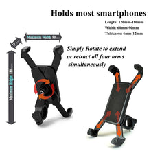Load image into Gallery viewer, BH004-Bike Phone Mount, Mobile Cell Phone Bicycle Motorcycle Handlebar Mount Holder Cradle Bracket Stand Support for Most Smartphones, 360 Degree Rotation Adjustable