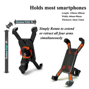 BH004-Bike Phone Mount, Mobile Cell Phone Bicycle Motorcycle Handlebar Mount Holder Cradle Bracket Stand Support for Most Smartphones, 360 Degree Rotation Adjustable