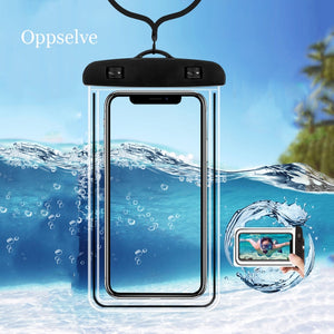 WH002- Fully Sealed Universal Waterproof Black, White, Pink, or Blue Dry Pouch Case for iPhone X Xs Max Xr 8 7 Samsung S9